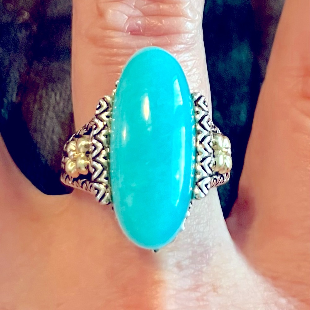 Barbara Bixby Amazonite Sterling Silver and 18k gold ring